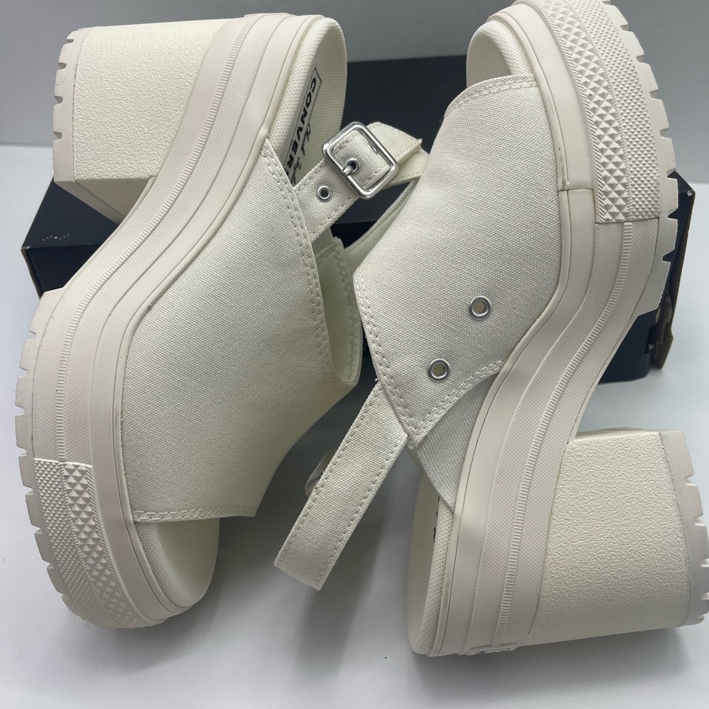 Converse CHUCK 70 DE LUXE HEEL MULE SLI EGRET/EGRET/EGRET Platform Heels A13796F - Picture 10 of 16